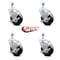 Service Caster 4 Inch Hard Rubber Wheel Swivel 3/8 Inch Threaded Stem Caster Set with Brake SCC SCC-TS20S414-HRS-TLB-381615-4 - alternate 4